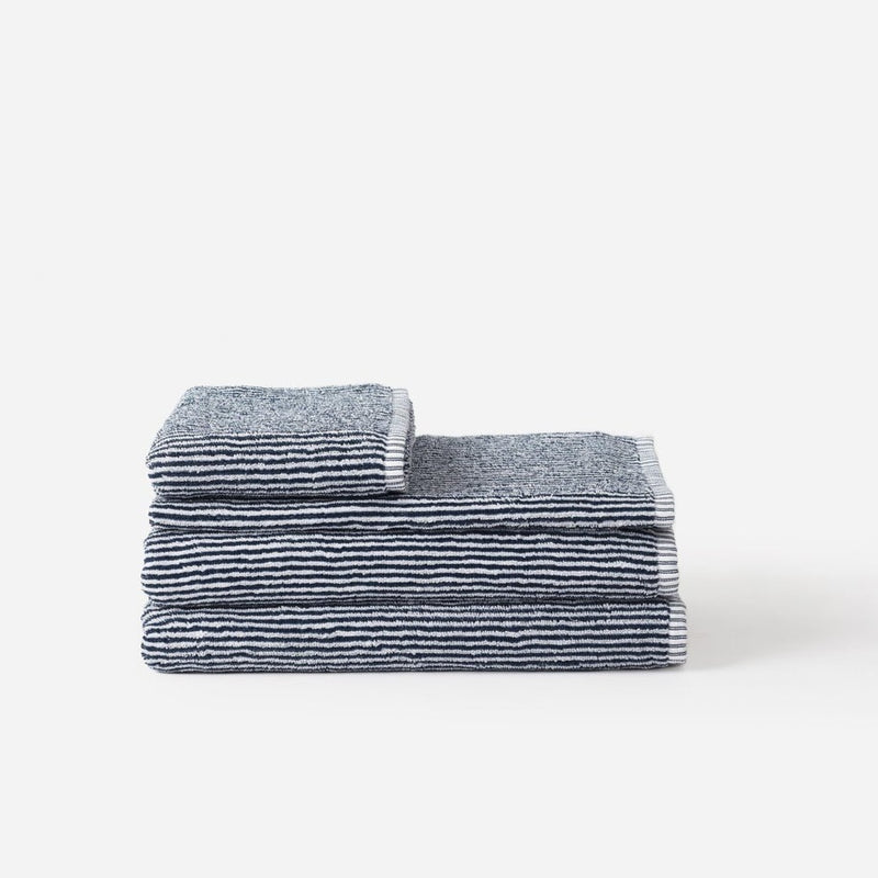 Stripe Cotton Bath Mat / Navy White