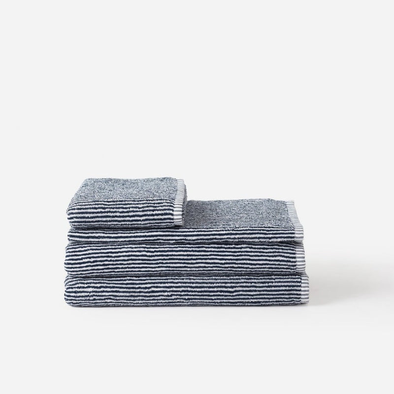 Stripe Cotton Hand Towel / Navy White