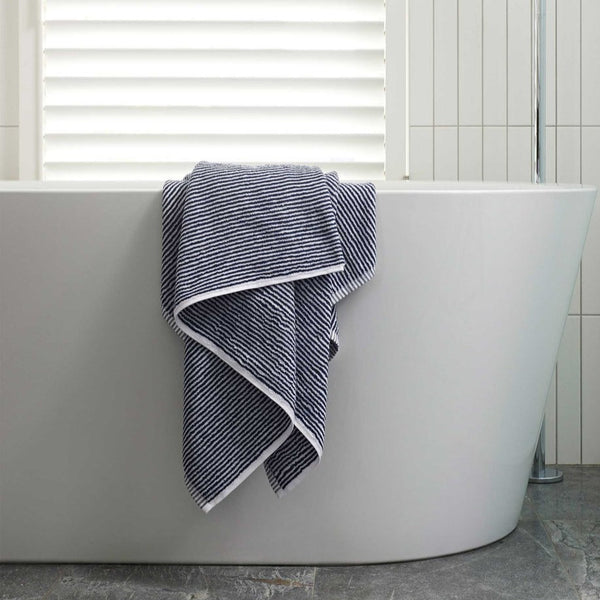 Stripe Cotton Bath Towel / Navy White