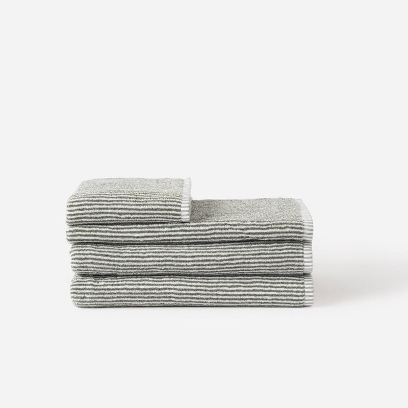 Stripe Cotton Face Cloth / Olive White
