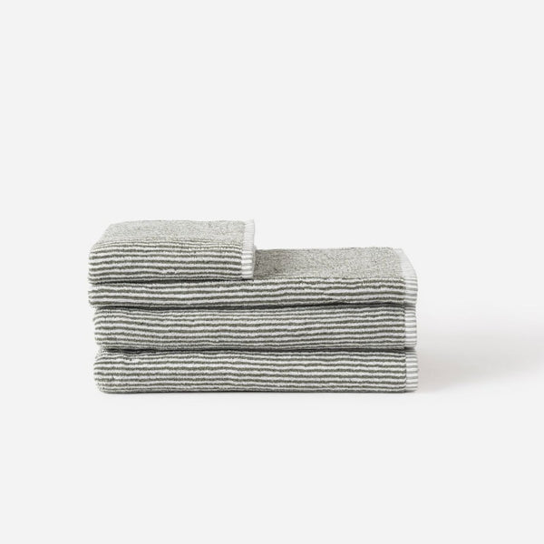 Stripe Cotton Hand Towel / Olive White