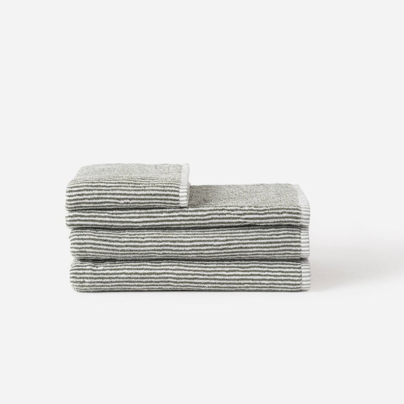 Stripe Cotton Hand Towel / Olive