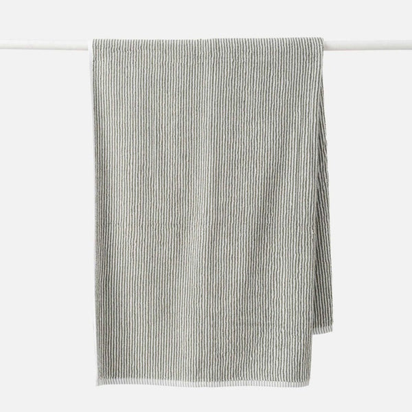 Stripe Cotton Bath Towel / Olive White