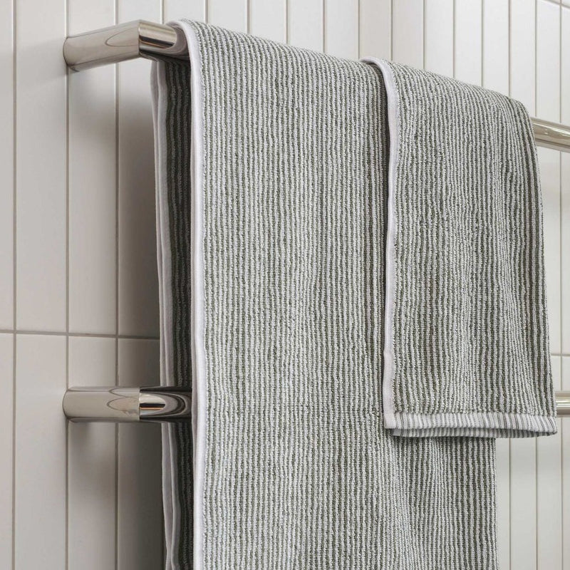 Stripe Cotton Hand Towel / Olive White