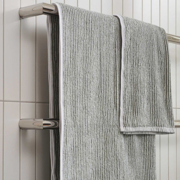 Stripe Cotton Bath Towel / Olive White