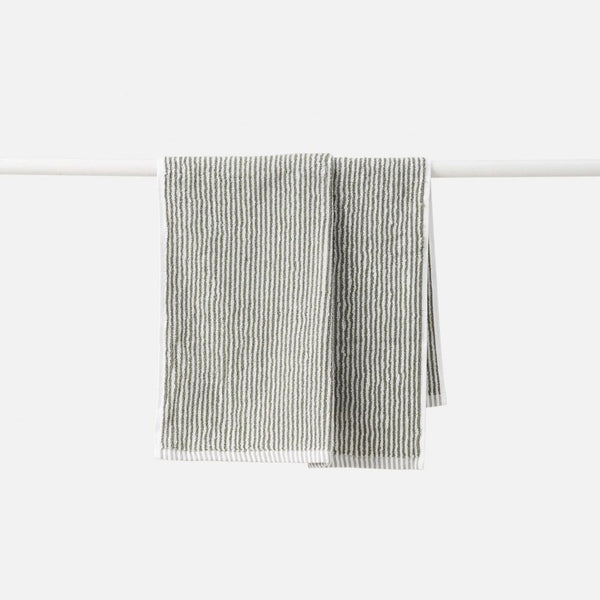 Stripe Cotton Hand Towel / Olive White