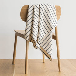 Stripe Waffle Bath Towel / Natural Navy