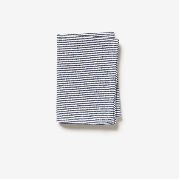 Stripe Washed Cotton Tea Towel Navy