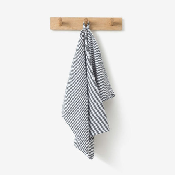 Stripe Washed Cotton Tea Towel Navy