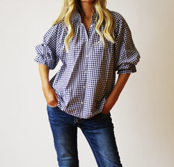 Olive Gingham Shirt / Indigo