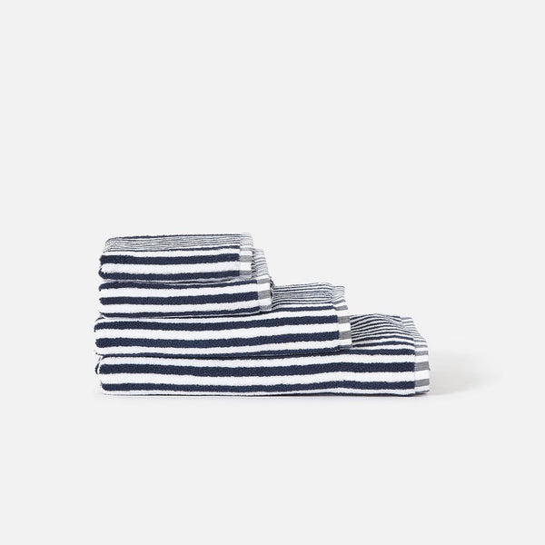 Wide Stripe Face Cloth / Navy & White