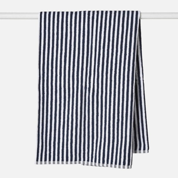 Wide Stripe Bath Towel / Navy & White