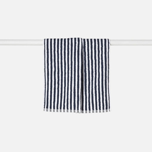 Wide Stripe Hand Towel / Navy & White